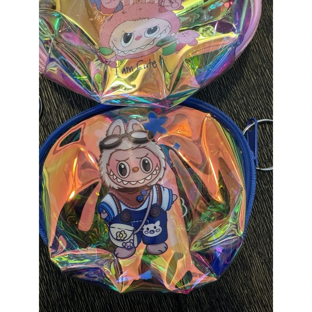 Labubu Coin Purse Holographic Iridescent Zipper Pouch Keychain Lot‎ Of 6 New